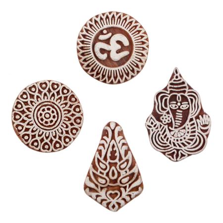 Set of 4 Piece New Mix Wooden Printing Block